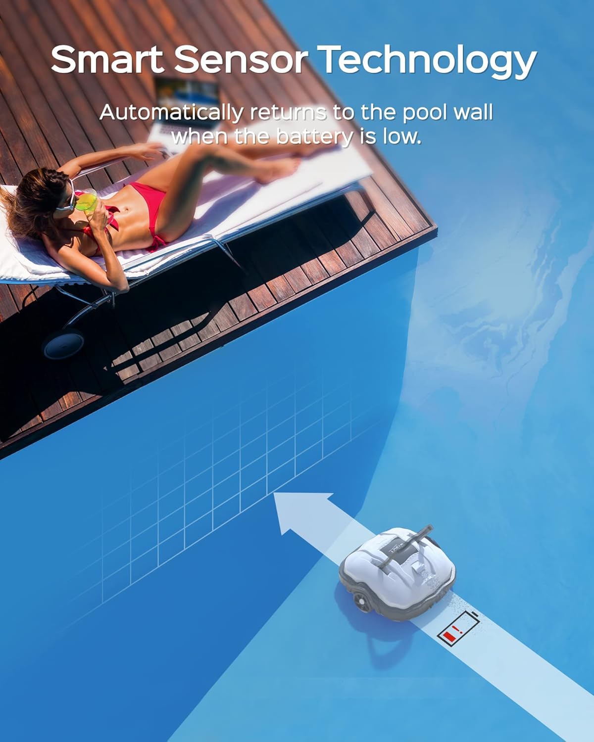 WYBOT – Kabelloser Poolroboter, Dual-Motor, 100 Min Laufzeit, Auto-Parken, Für Flachboden & Aufstellpools bis 80 m²