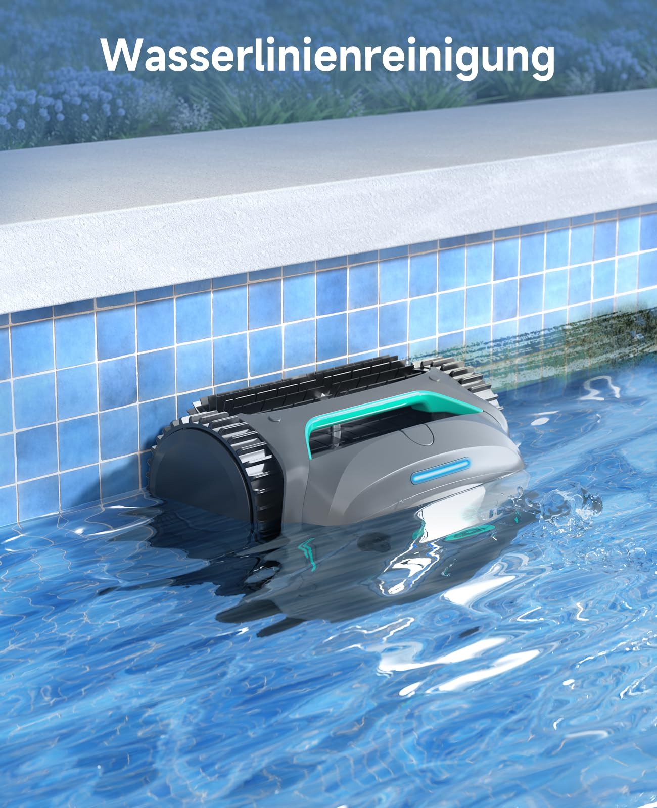 WYBOT C2 – Poolroboter mit Akku, Boden & Wand, Für Einbaupools bis 150 m², 3 Motoren, Doppelfilter, 181 Min Laufzeit, App-Steuerung