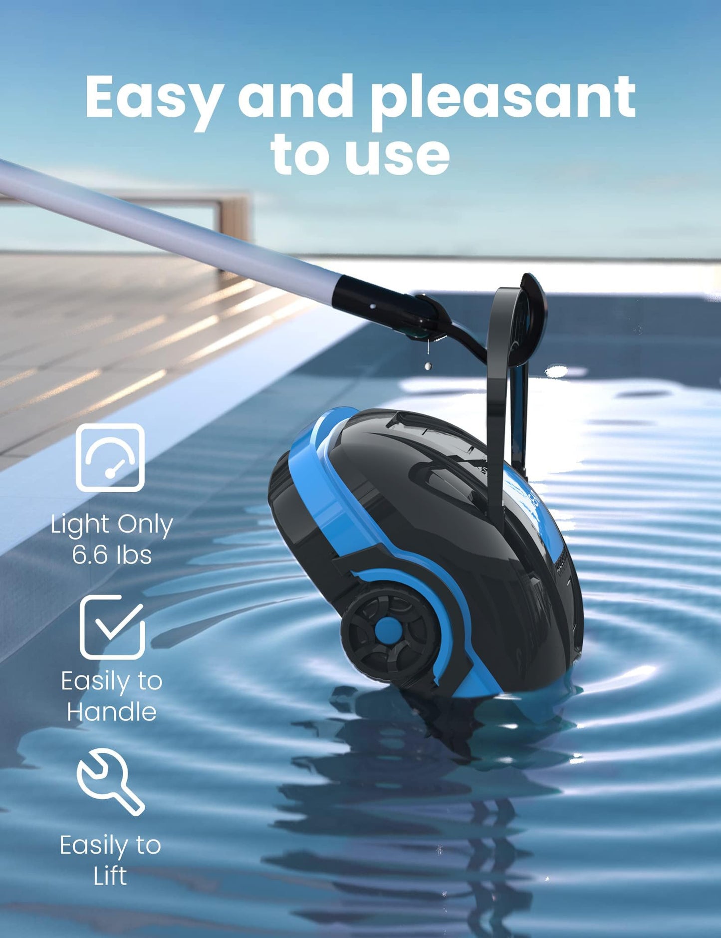 WYBOT – Kabelloser Poolroboter mit Dual-Motor, Auto-Parken, Für Aufstell- & Einbaubecken bis 50 m², Automatischer Poolsauger