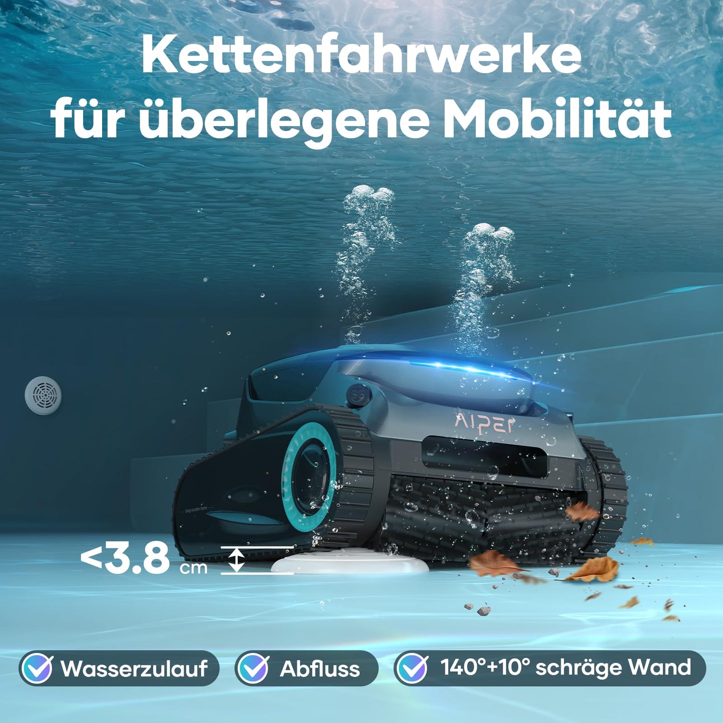 AIPER Scuba S1 Pro – Poolroboter für Boden, Wand & Wasserlinie, Intelligente Navigation, 180 Min Akku, Für Pools bis 200 m²