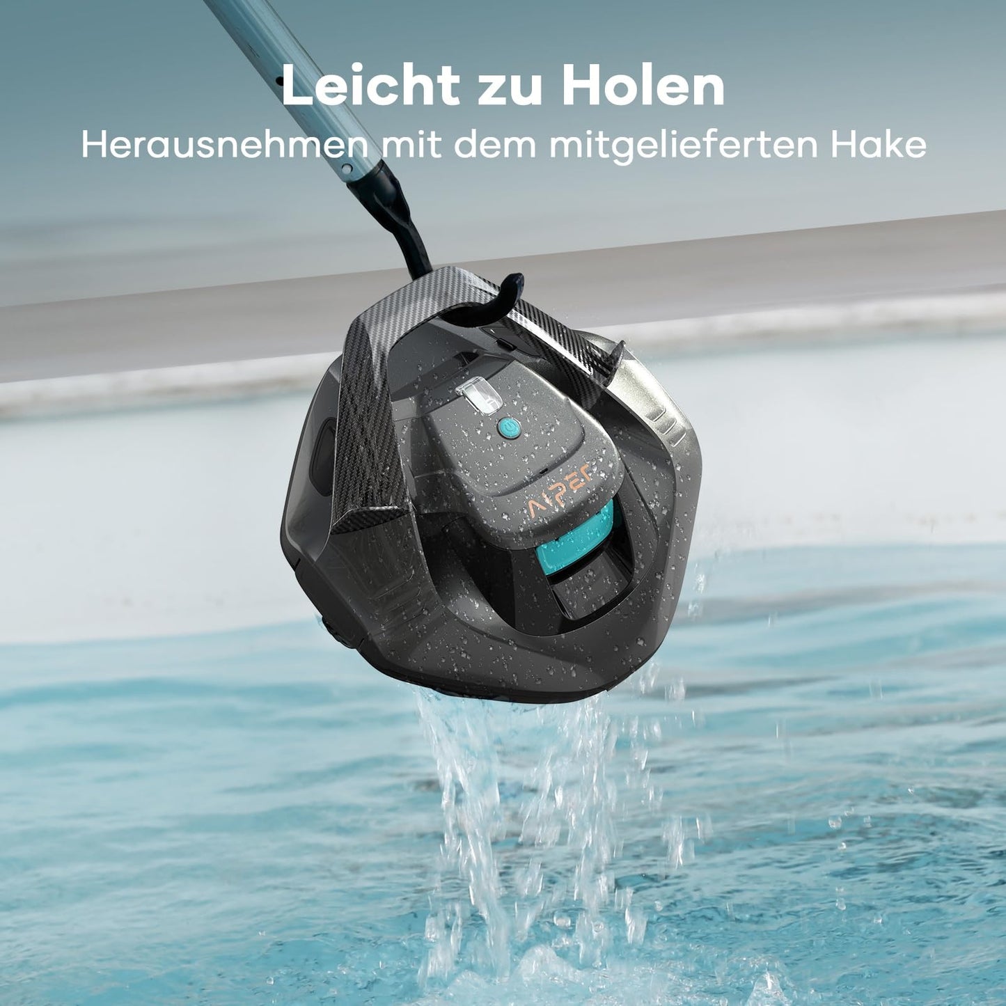 AIPER Poolroboter – Kabellos, 90 Min Akku, Automatisches Parken, Dual-Motor, LED-Anzeige, Für Flachbodenpools bis 80 m²
