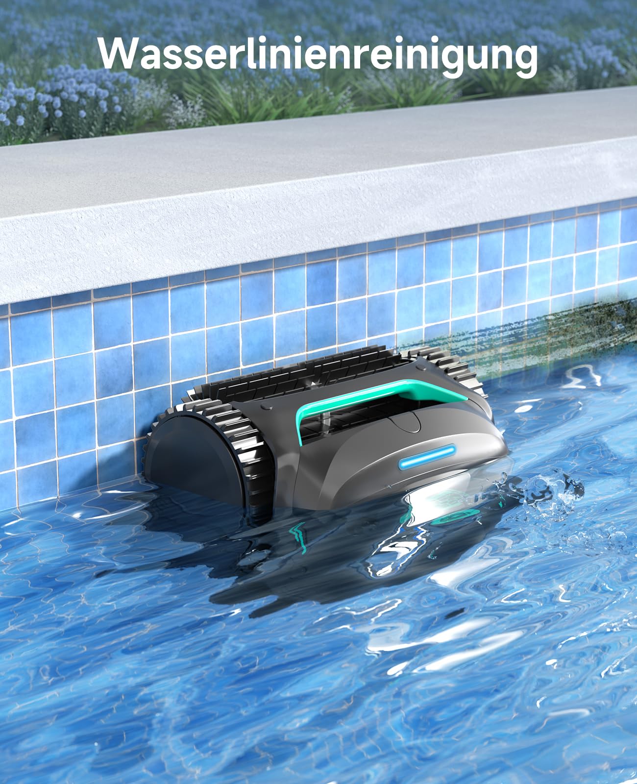 WYBOT C2 – Poolroboter mit Akku, Boden & Wand, Für Einbaupools bis 150 m², 3 Motoren, Doppelfilter, 183 Min Laufzeit, App-Steuerung