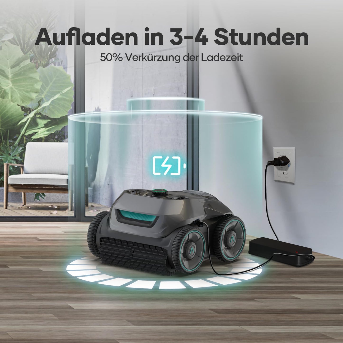 AIPER ZT6002 – Kabelloser Poolroboter, Quad-Motor, 3 Modi, WavePath Navigation, Wandklettern, Für Boden- & Wandreinigung bis 150 m²