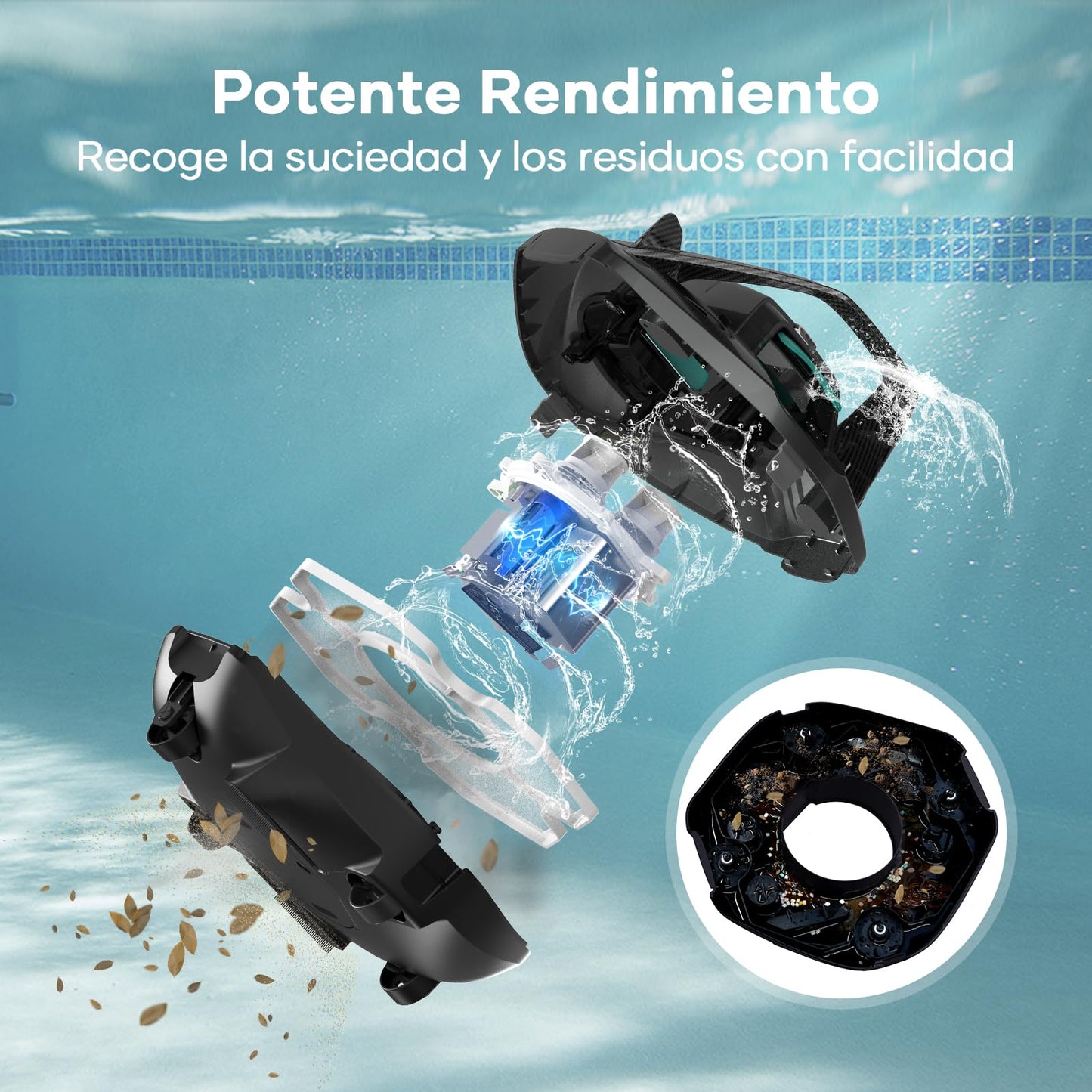 AIPER Poolroboter – Kabellos, 90 Min Akku, LED-Anzeige, Automatisches Parken, Für Ober- & Unterirdische Flachpools bis 80 m²