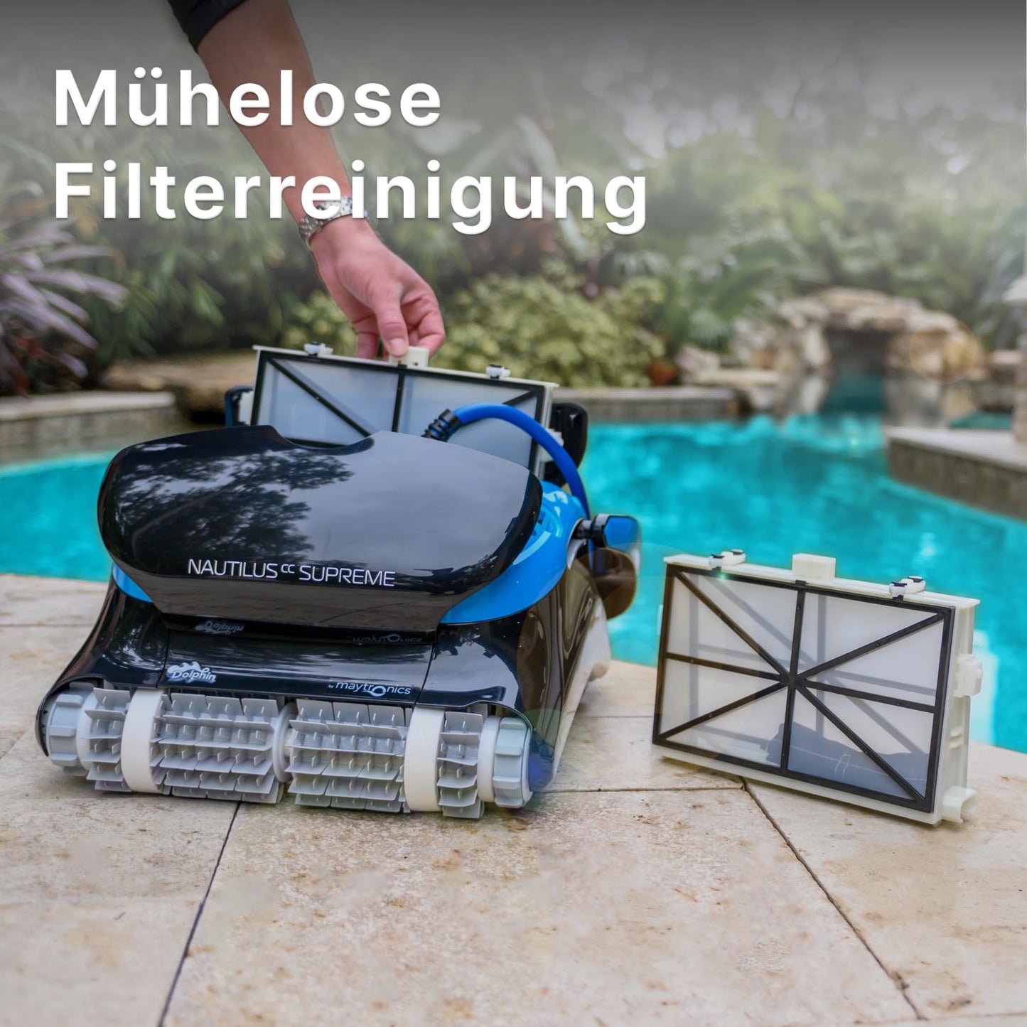 Dolphin Nautilus CC Supreme – Automatischer Poolroboter für Boden, Wand & Wasserlinie, Ultrafeinfilter, Pools bis 15 m