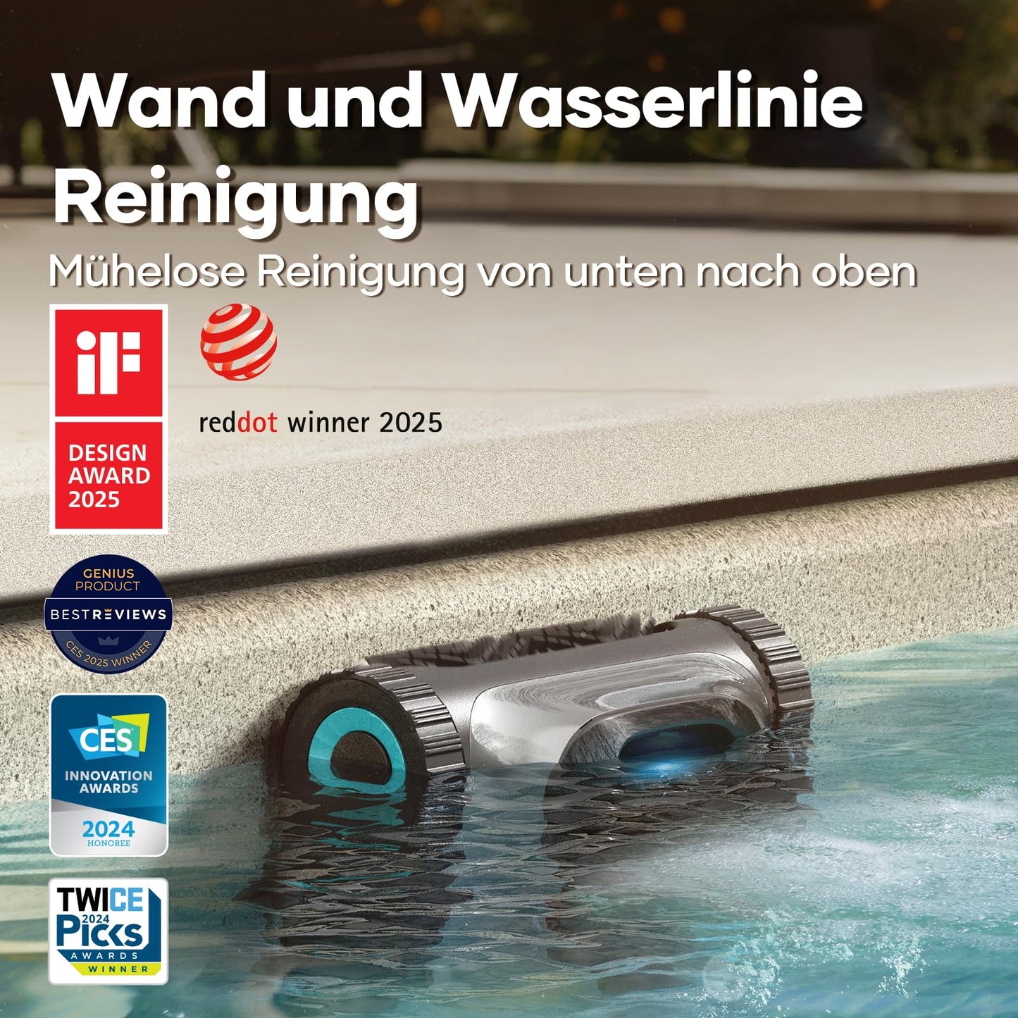 AIPER Scuba S1 – Kabelloser Poolroboter, Wandklettern, 150 Min Laufzeit, Intelligente Navigation, Für Pools bis 150 m²