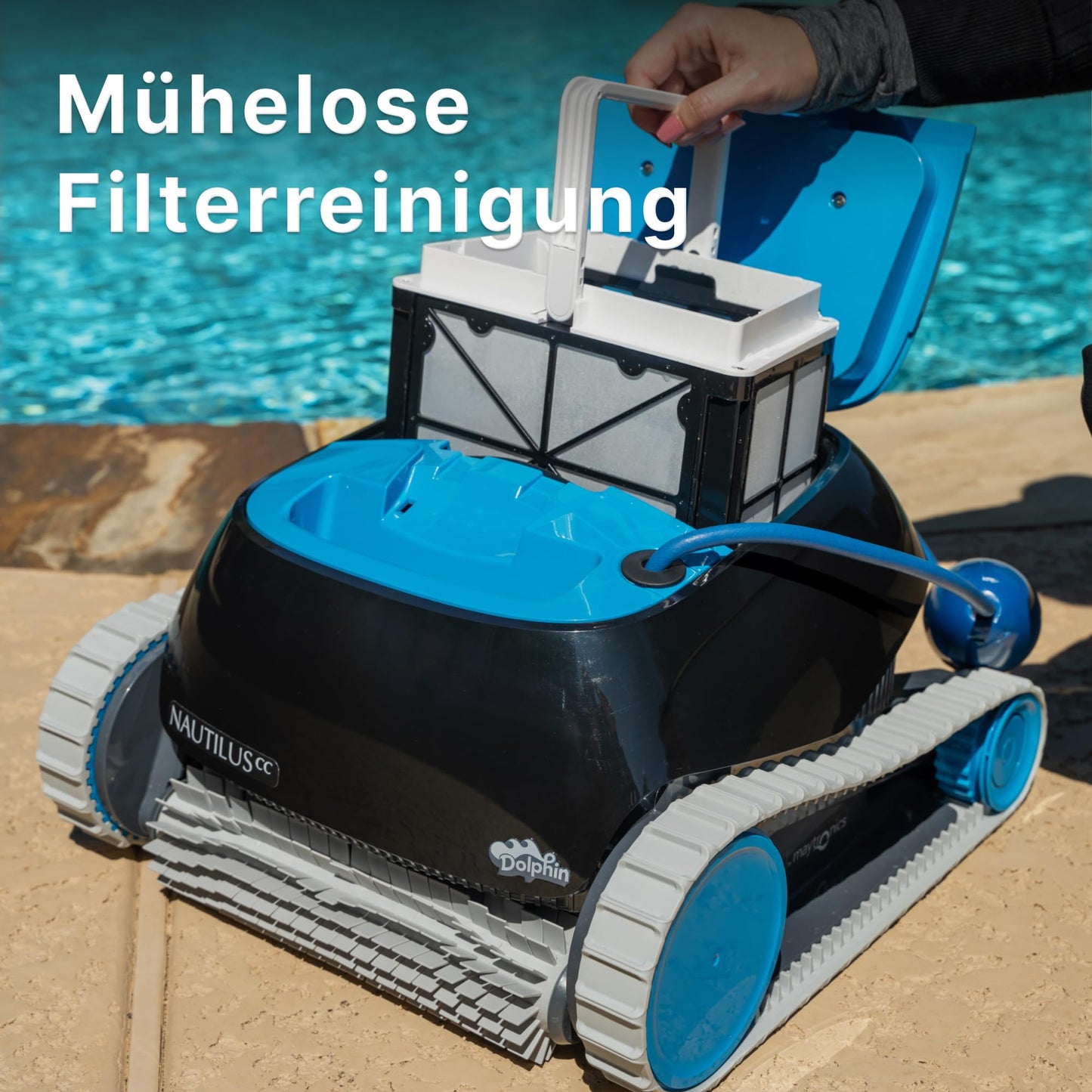 Dolphin Nautilus CC – Automatischer Poolroboter mit Kabel, Boden- & Wandreinigung, Für Eingelassene Pools bis 10 m, Energiesparend