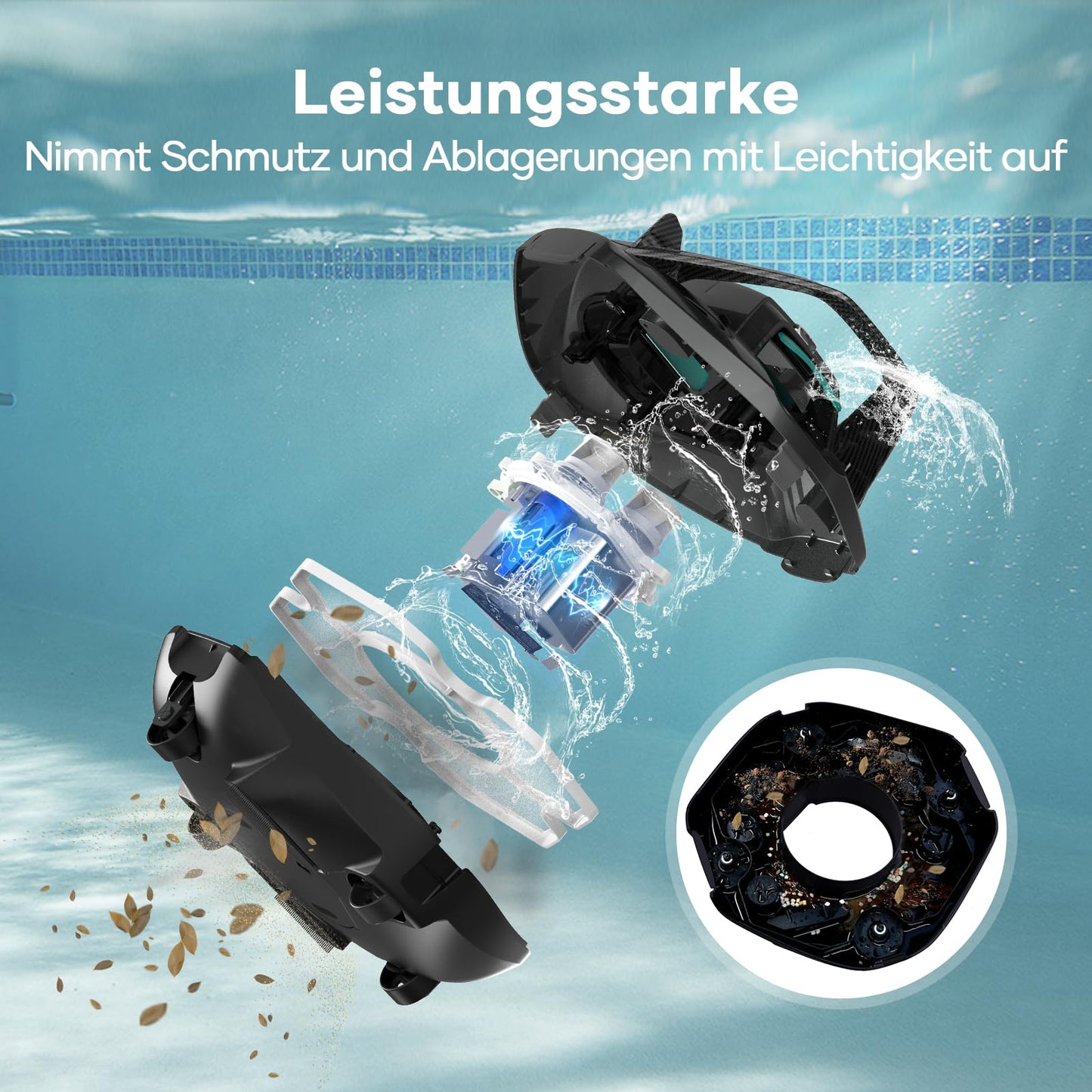 AIPER Poolroboter – Kabellos, 90 Min Akku, Automatisches Parken, Dual-Motor, LED-Anzeige, Für Flachbodenpools bis 80 m²
