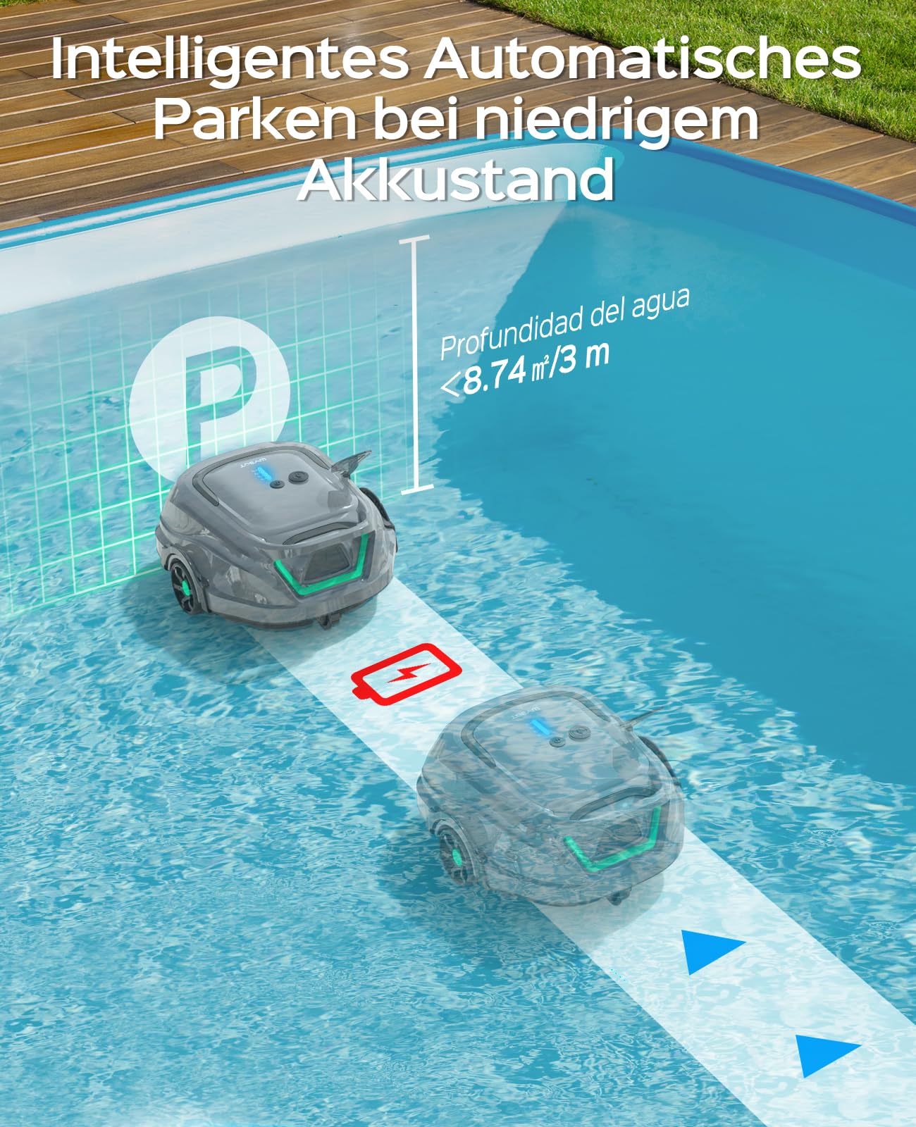 WYBOT A1 (2025) – Kabelloser Poolroboter, 120 Min Laufzeit, Doppelfilter für effektive Poolreinigung