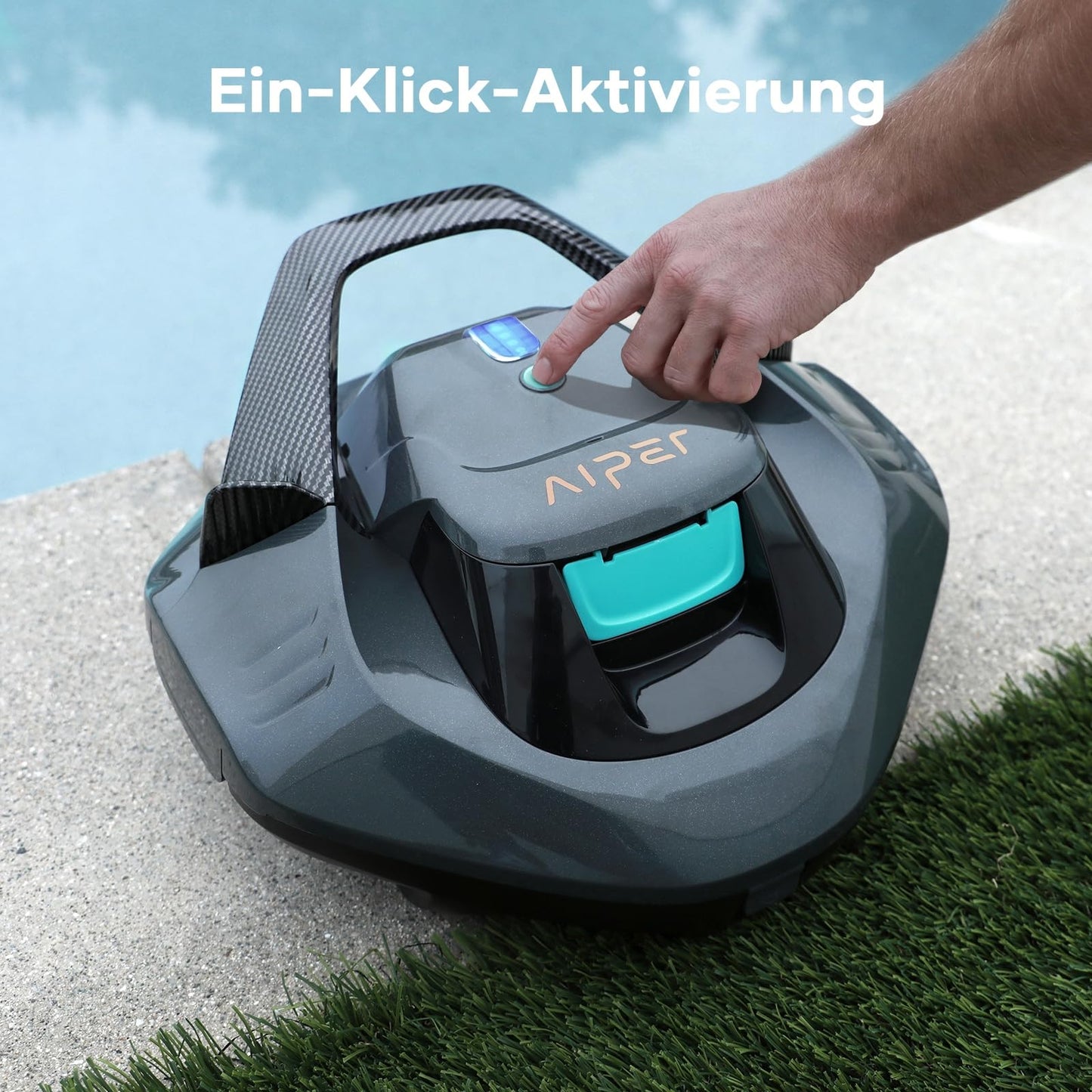 AIPER Poolroboter – Kabellos, 90 Min Akku, Automatisches Parken, Dual-Motor, LED-Anzeige, Für Flachbodenpools bis 80 m²