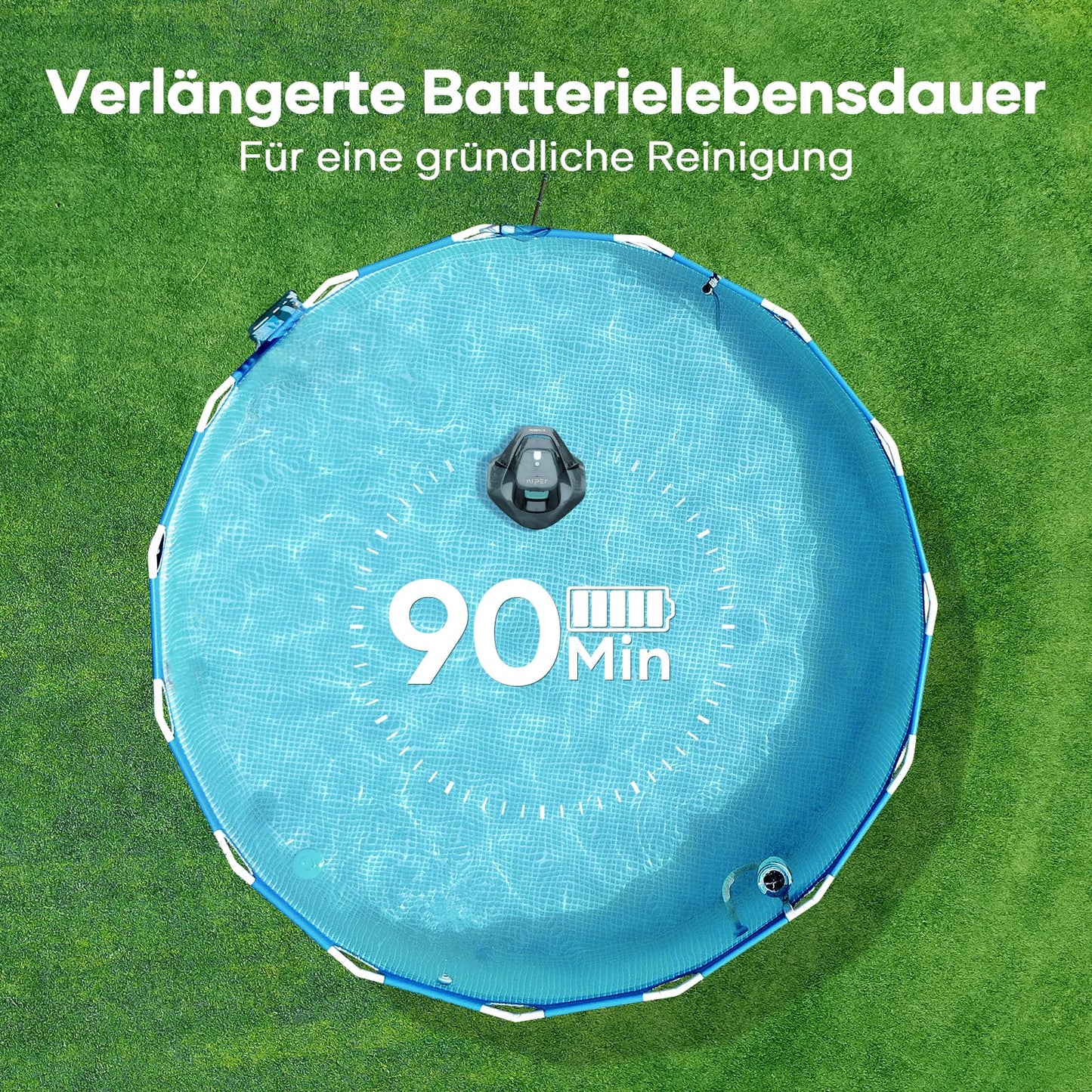 AIPER Poolroboter – Kabellos, 90 Min Akku, Automatisches Parken, Dual-Motor, LED-Anzeige, Für Flachbodenpools bis 80 m²