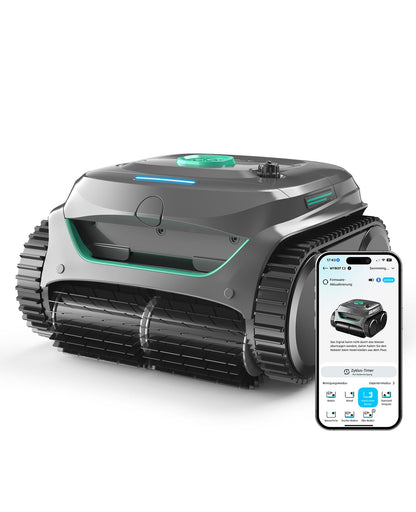WYBOT C2 – Poolroboter mit Akku, Boden & Wand, Für Einbaupools bis 150 m², 3 Motoren, Doppelfilter, 181 Min Laufzeit, App-Steuerung
