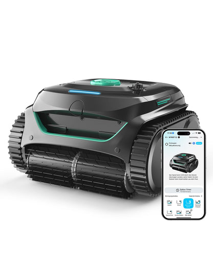 WYBOT C2 – Poolroboter mit Akku, Boden & Wand, Für Einbaupools bis 150 m², 3 Motoren, Doppelfilter, 183 Min Laufzeit, App-Steuerung