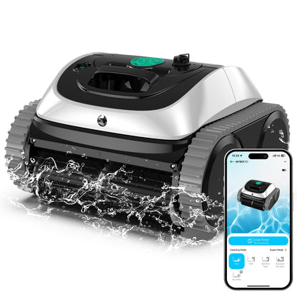 WYBOT C1 – Kabelloser Poolroboter, 150 Min Laufzeit, Intelligente Routenplanung, Reinigt Boden, Wand & Wasserlinie bis 150 m²
