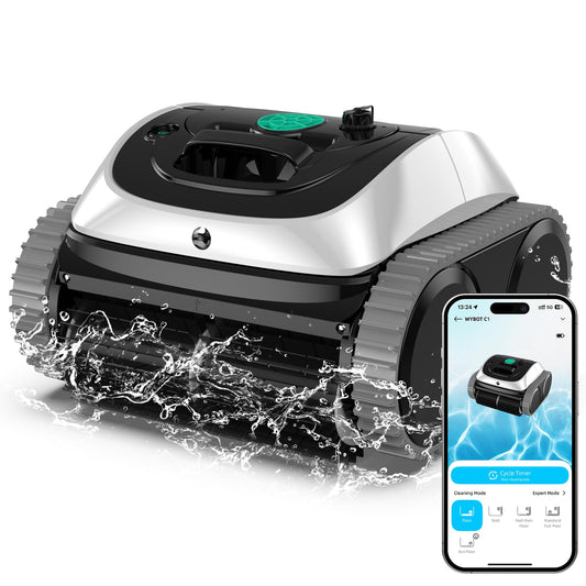 WYBOT C1 – Kabelloser Poolroboter, 150 Min Laufzeit, Intelligente Routenplanung, Reinigt Boden, Wand & Wasserlinie bis 150 m²