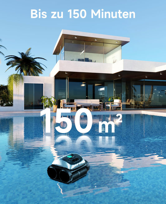 WYBOT C1 – Kabelloser Poolroboter, 150 Min Laufzeit, Intelligente Routenplanung, Reinigt Boden, Wand & Wasserlinie bis 150 m²