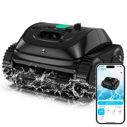 WYBOT C1 – Kabelloser Poolroboter, 150 Min Laufzeit, Intelligente Routenplanung, Reinigt Boden, Wand & Wasserlinie bis 150 m²