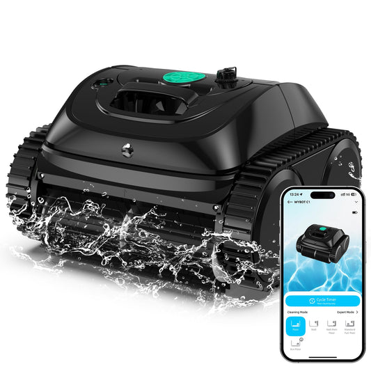 WYBOT C1 – Kabelloser Poolroboter, 150 Min Laufzeit, Intelligente Routenplanung, Reinigt Boden, Wand & Wasserlinie bis 150 m²