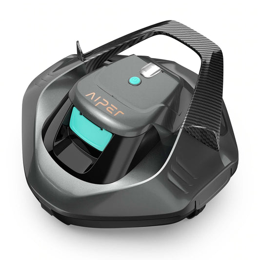 AIPER Poolroboter – Kabellos, 90 Min Akku, Automatisches Parken, Dual-Motor, LED-Anzeige, Für Flachbodenpools bis 80 m²