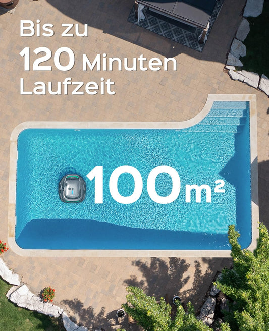 WYBOT A1 (2025) – Kabelloser Poolroboter, 120 Min Laufzeit, Doppelfilter für effektive Poolreinigung