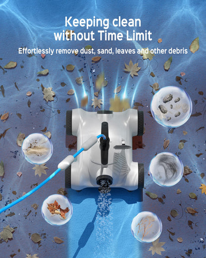 WYBOT Grampus 400 – Poolroboter mit 150W Saugkraft, 2 Motoren, 3 Modi, Einstellbare Düsen, Für Flachbodenpools