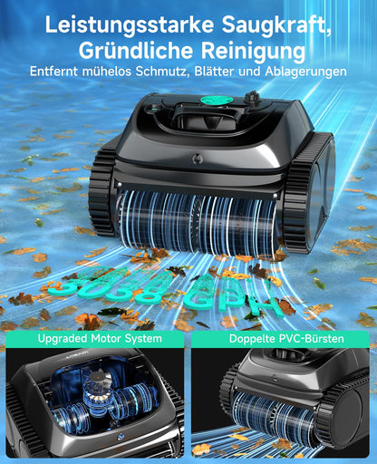 WYBOT C1 – Kabelloser Poolroboter, 150 Min Laufzeit, Intelligente Routenplanung, Reinigt Boden, Wand & Wasserlinie bis 150 m²